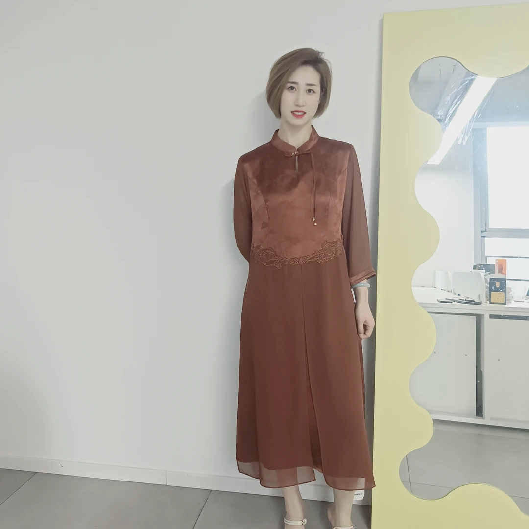 hiuoya【夏季新品】时尚修身中长款修身连衣裙24271596