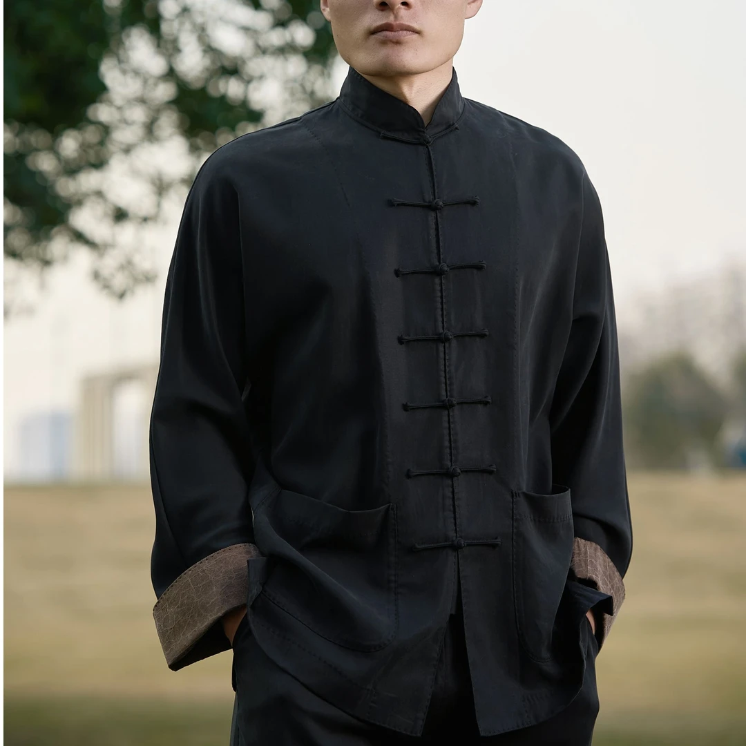 「慈航布衣」传统中式立领盘扣衬衣男装上衣长袖复古