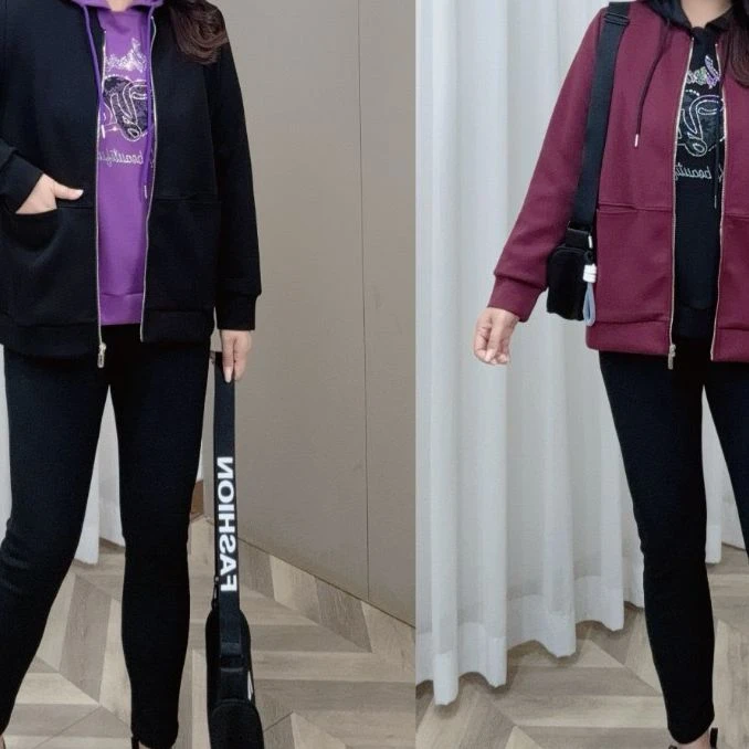 PWD32463（外套）新款百搭时尚简约棒球服外套大码女装【衣长70】