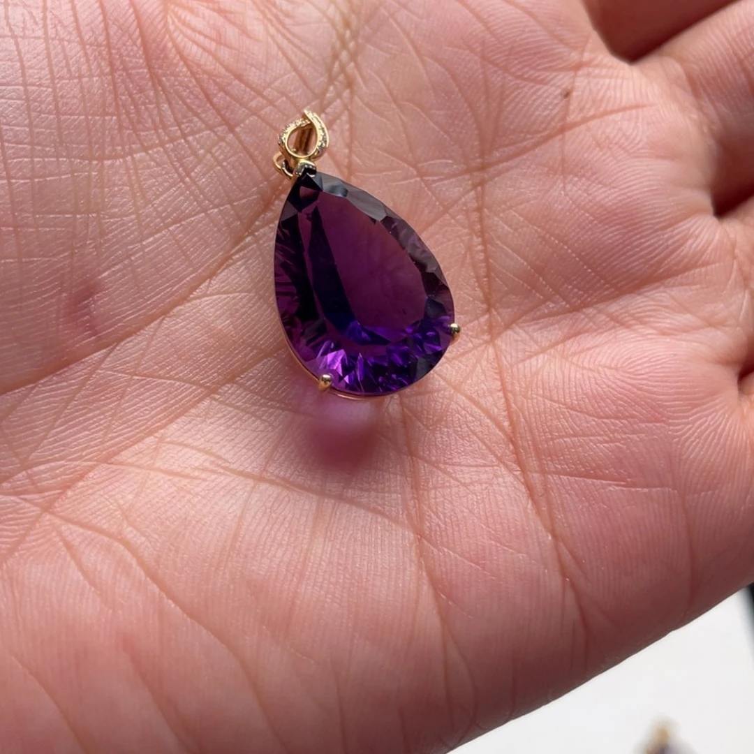 吊坠(不含链)18K金镶嵌紫晶港*✨紫水晶定制