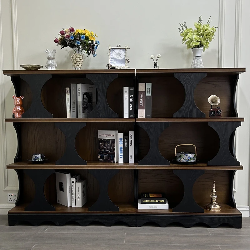 复古实木展示柜餐边柜玄关柜客厅边柜书柜中古风1.2米/1米/0.8米