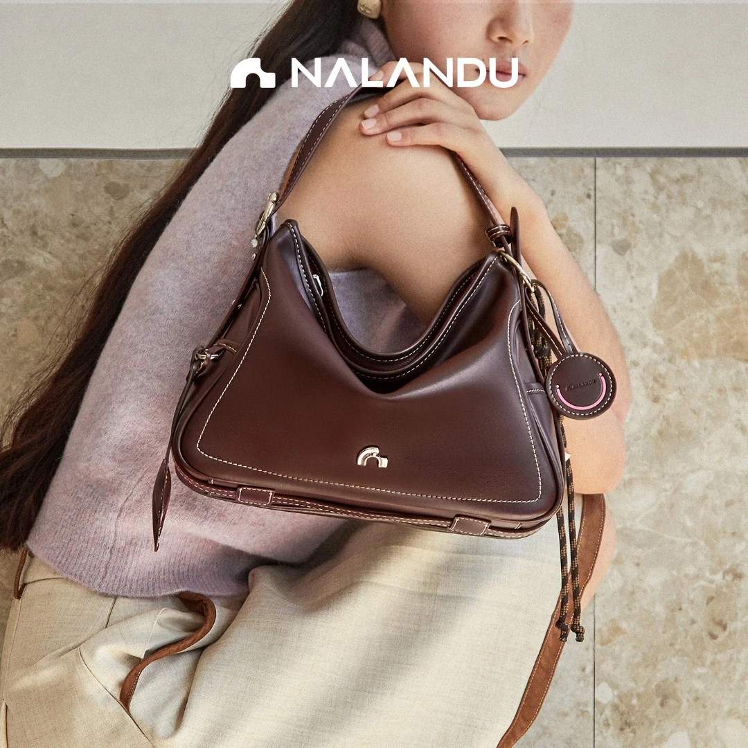 纳兰杜2025新款通勤真皮笑脸包休闲百搭hobo包牛皮单肩斜挎包 -SW