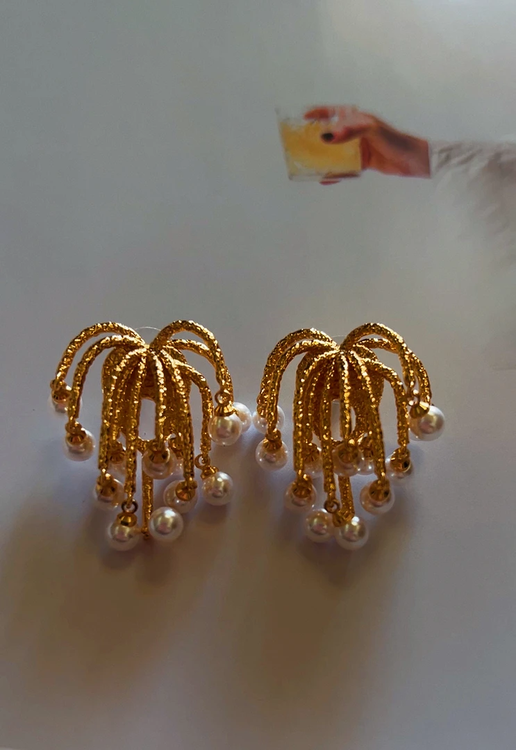 铜合金仿珍珠耳饰 SISILOVE时尚轻奢气质百搭优雅法式烟花耳饰