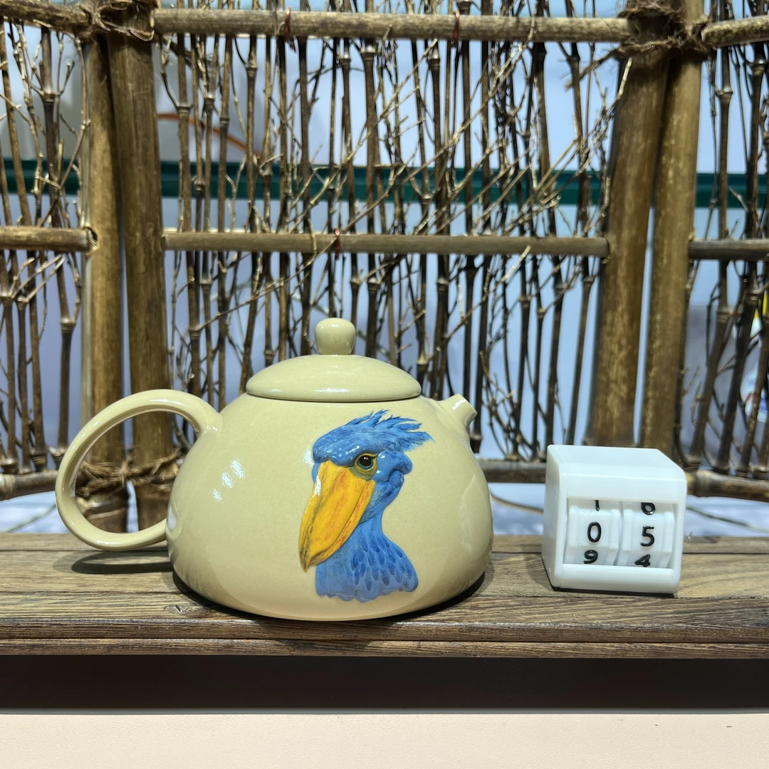 刘丹白泥落灰烧手磨【堆塑装饰】纯手工茶壶=240毫升