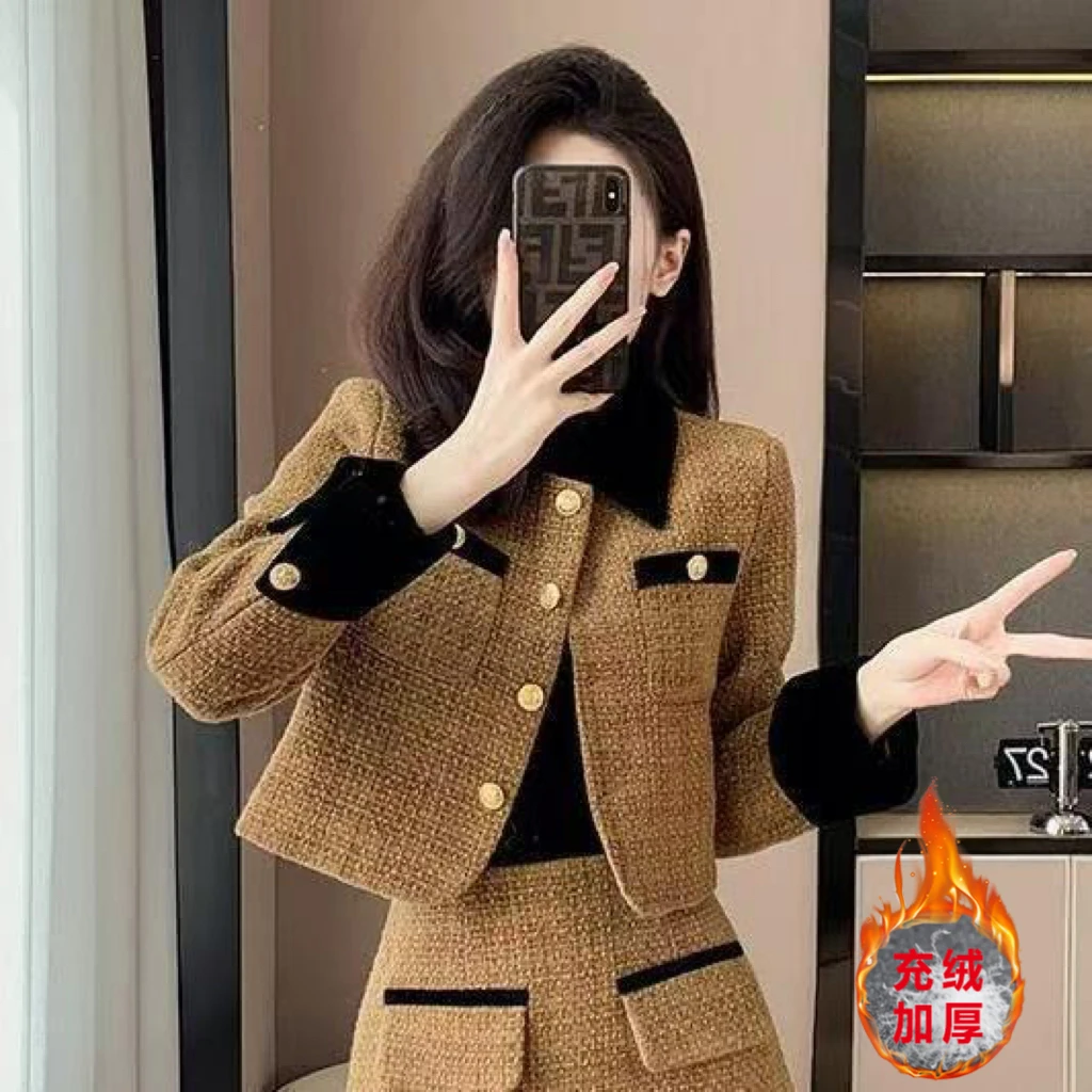 【现货+运费险】充绒法式小香风短外套粗花呢气质名媛高级款RO322