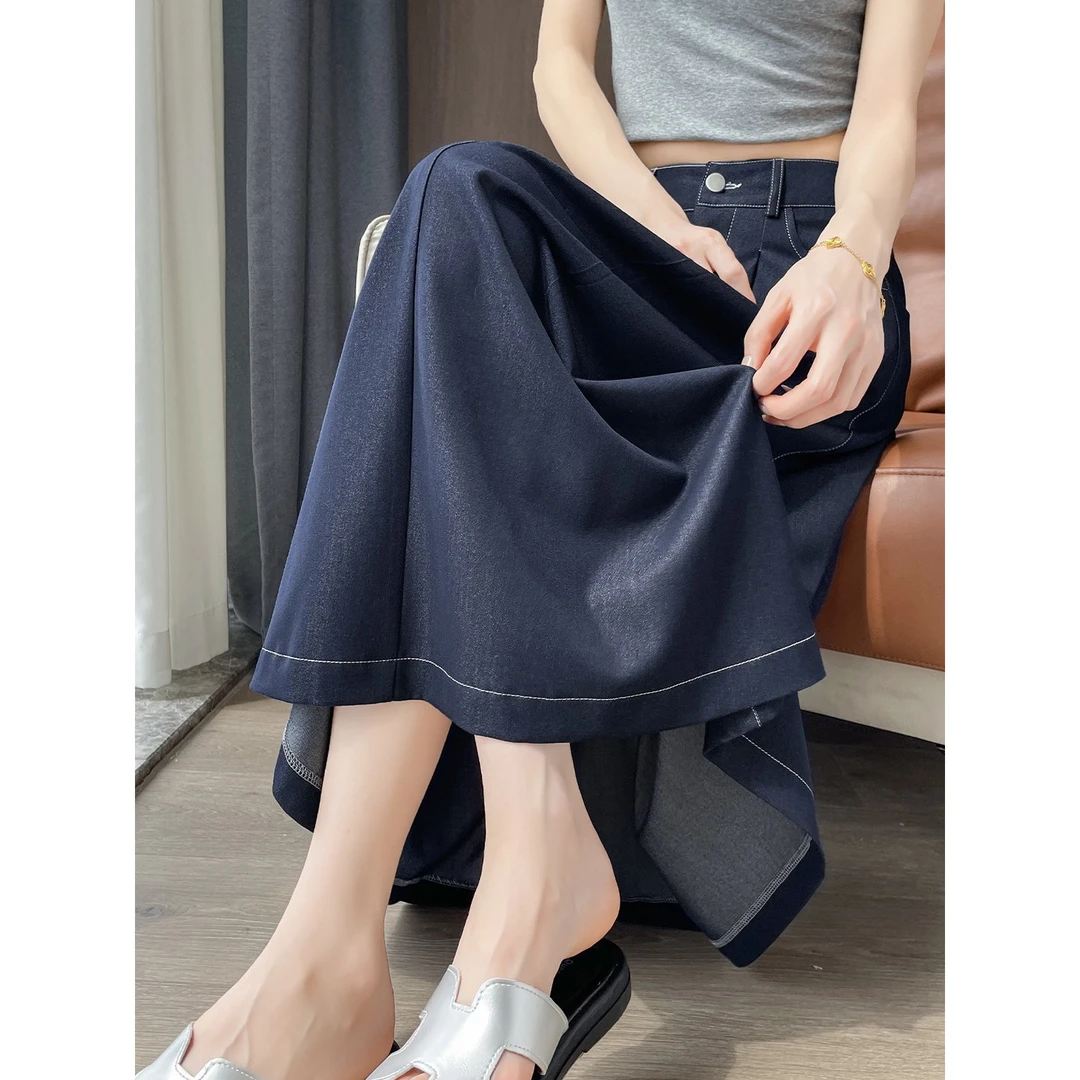 牛仔半身裙女夏薄款2025新款高腰垂坠感显瘦a字百搭中长款伞裙