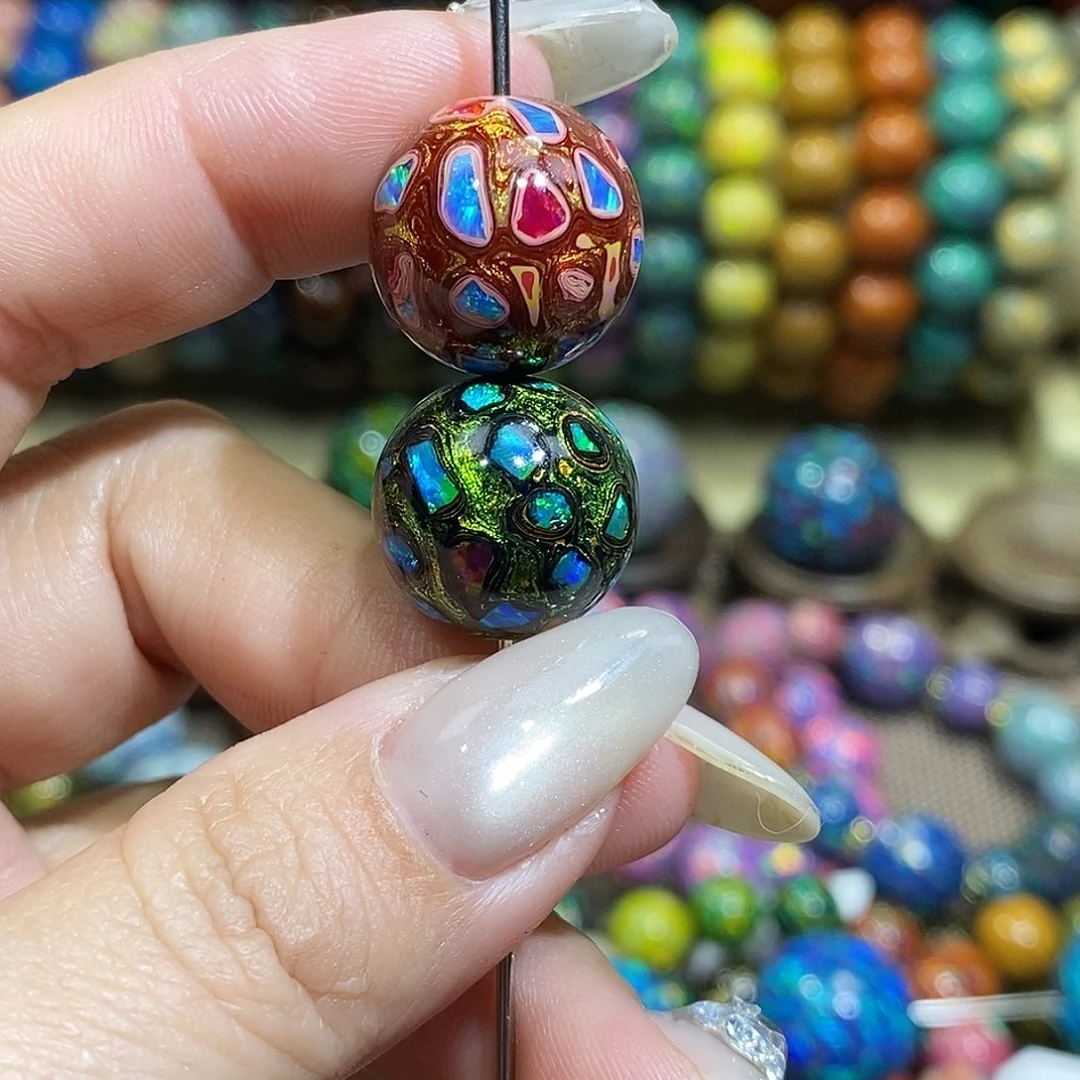 可***。大漆珠1.5红绿………