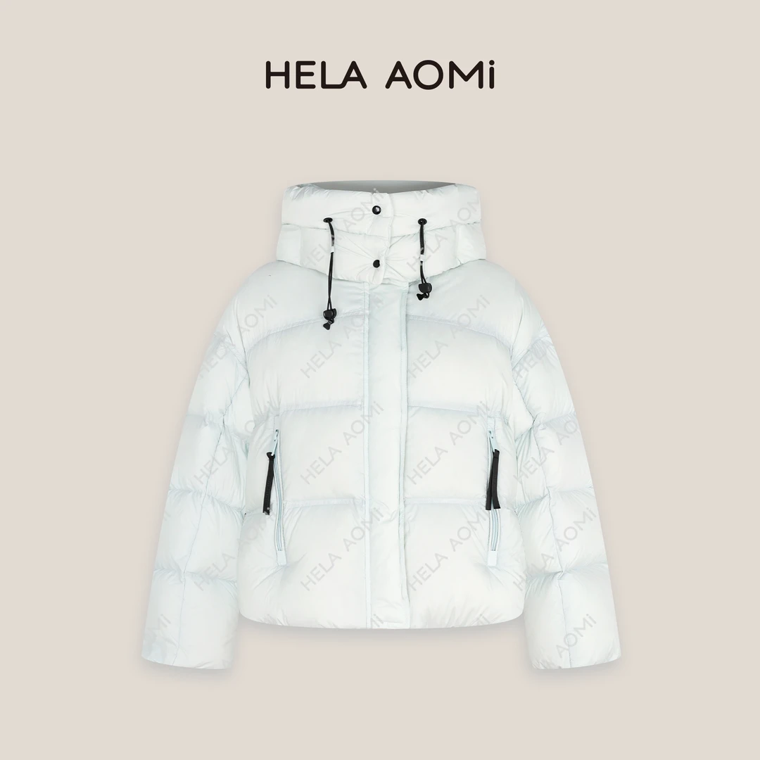 HELAAOMI “伦敦雨夜”轻盈保暖羽绒服休闲宽松连帽外套CY4DM01606