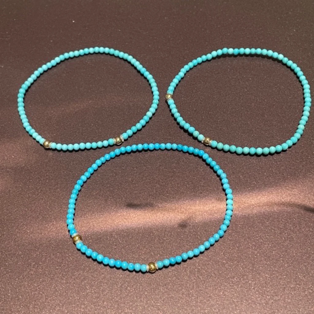 18k金美松绿松石米米小米珠手链（约卡2mm）mssl03多样性发货发一