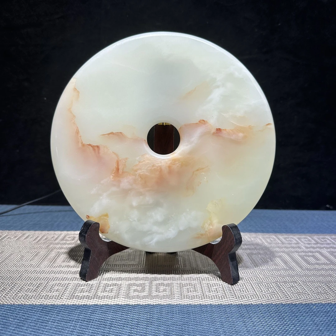 阿富汗天然玉石平安扣工艺品摆设手工艺摆件高端装饰品大气客厅