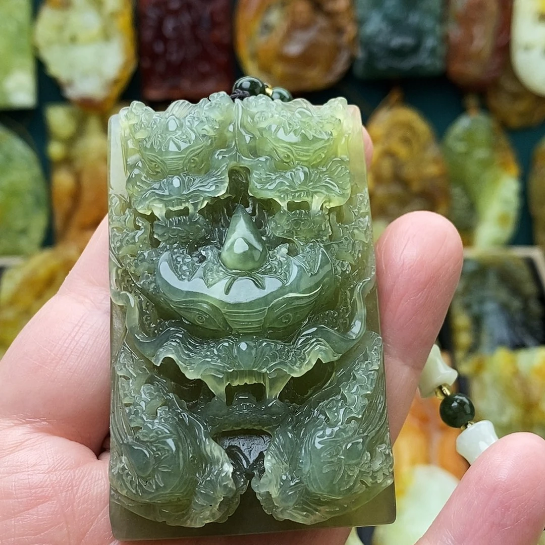 蛇纹石玉未镶嵌颈饰福利五龙