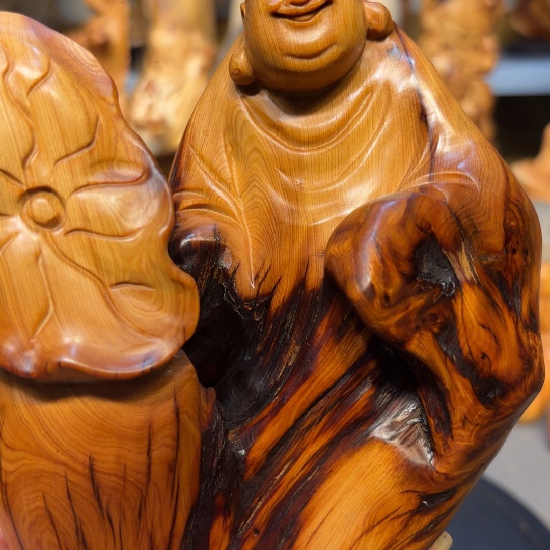 木太行崖柏弥勒佛