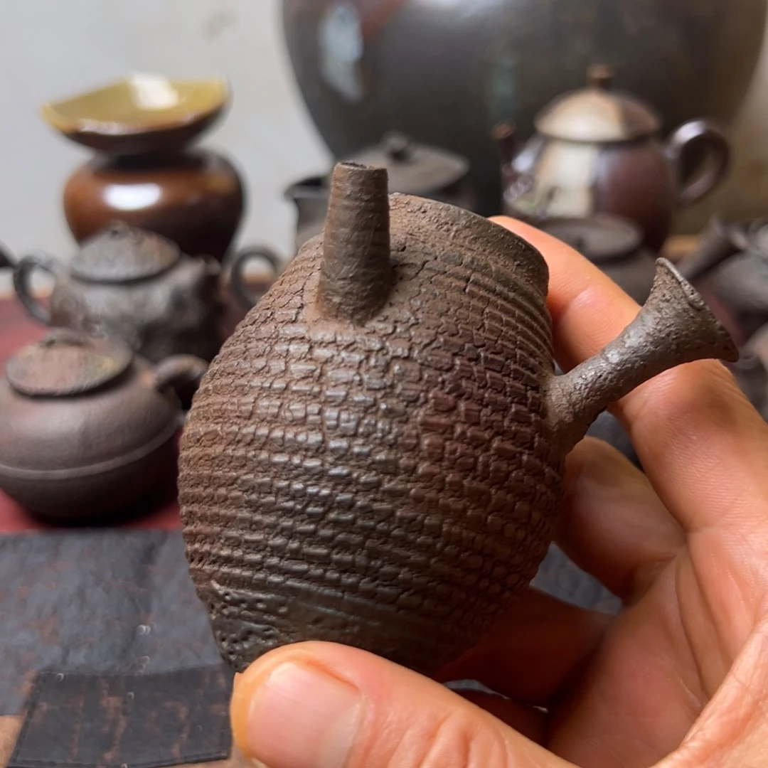 紫砂柴烧爆裂小品壶