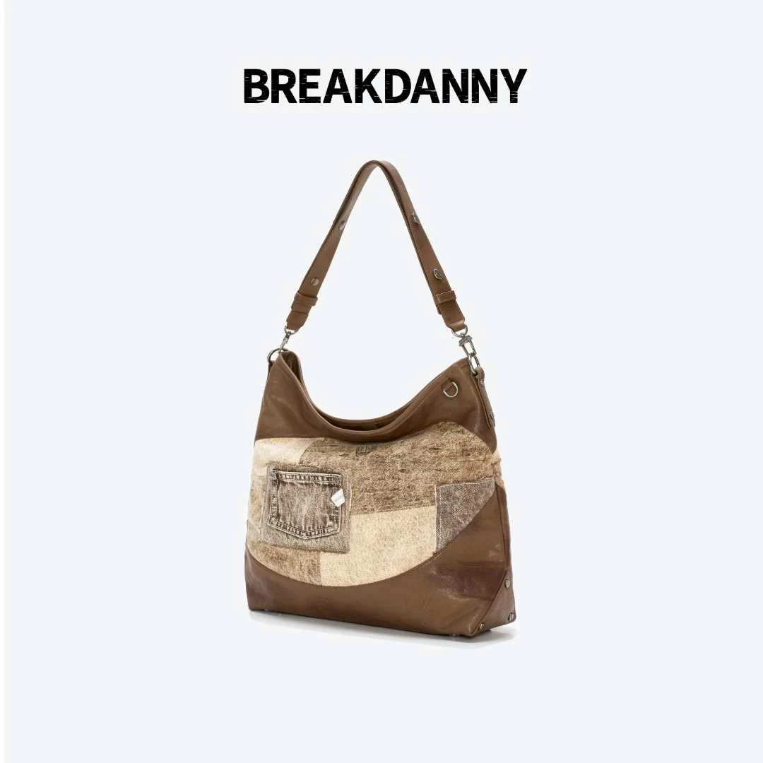 BREAKDANNY咖啡系列·拿铁hobo牛皮流浪单肩斜挎软包复古港风