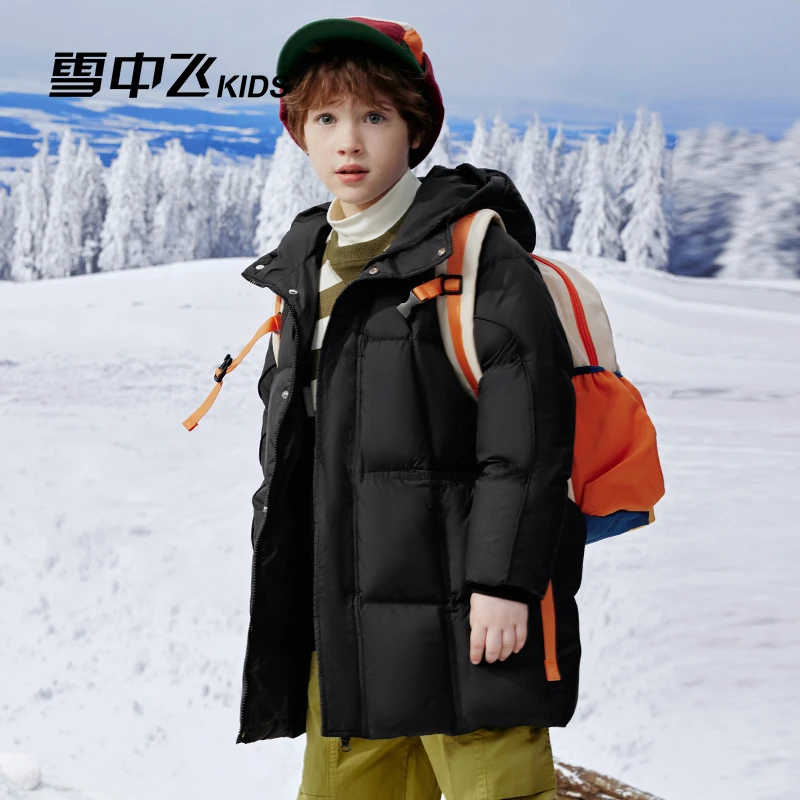 雪中飞儿童羽绒服长款加厚中大童泡芙系列2025冬季-X40145420FXT