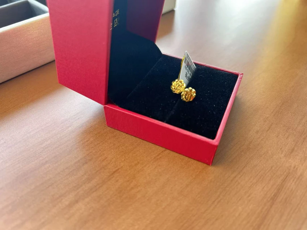 【金时代金店】足金花型弯针耳饰