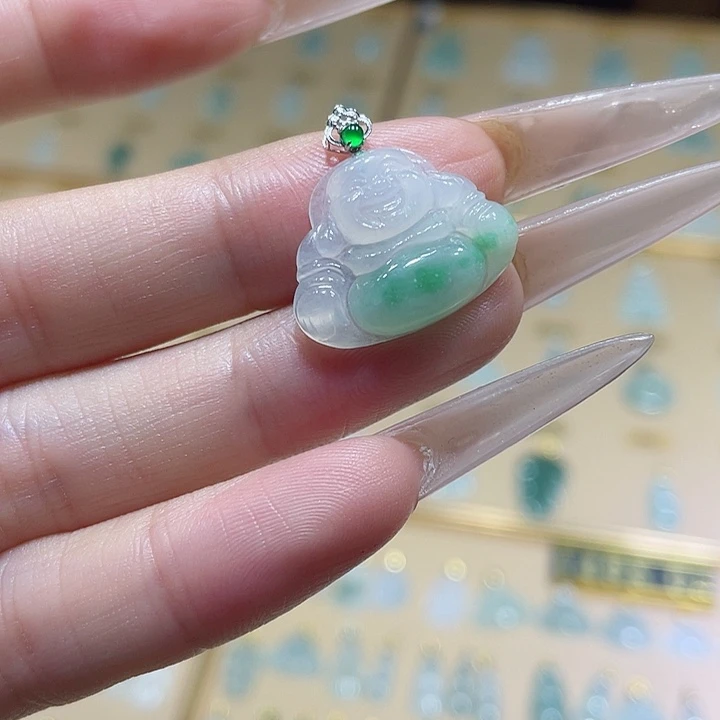 翡翠18K金镶嵌吊坠(不含链)