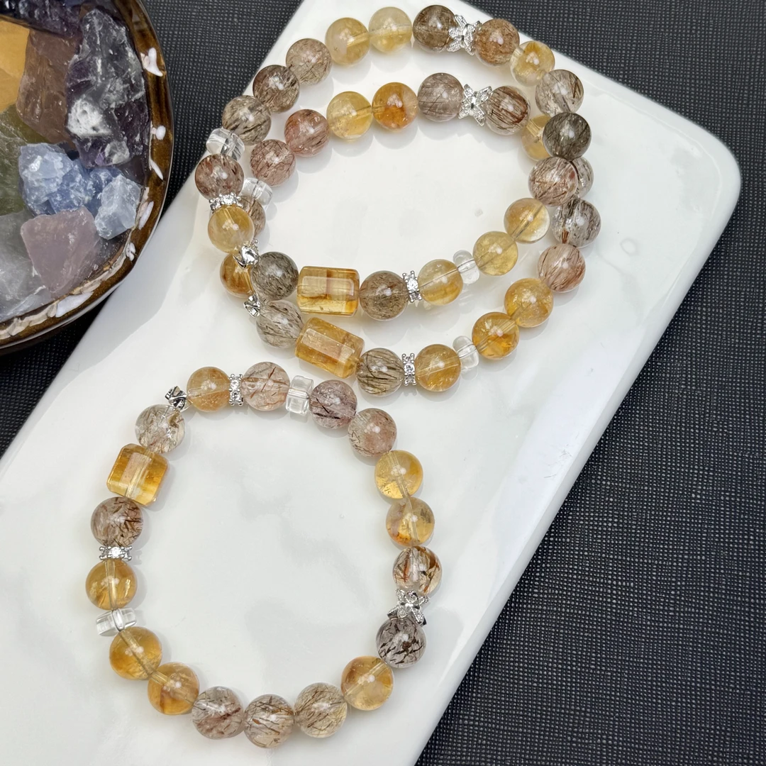 A340  【来财】9mm黑金超搭配黄塔晶设计款手串【多样性发其一】