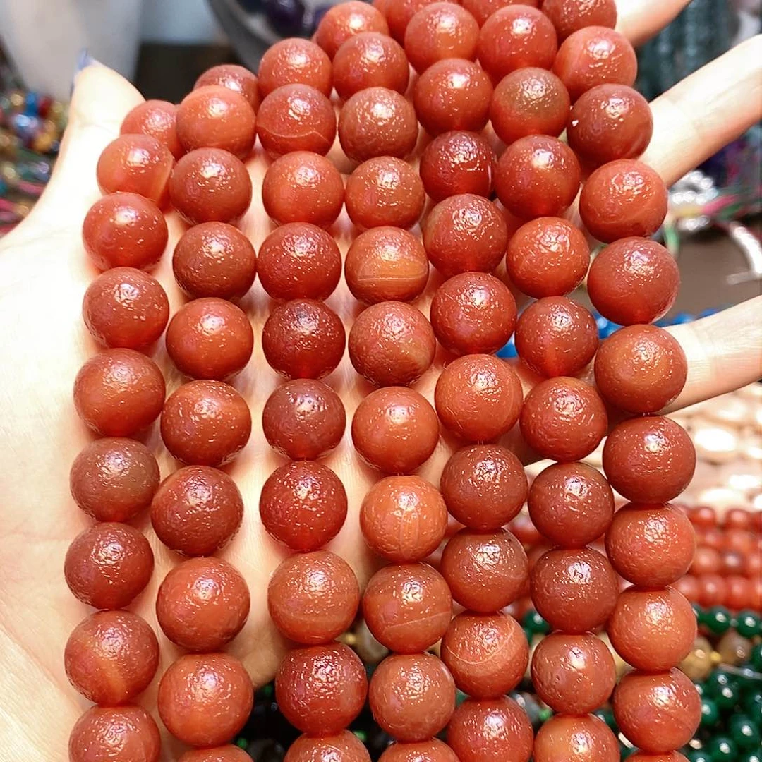 玛瑙/玉髓散珠天然橘皮玛瑙14mm一条
