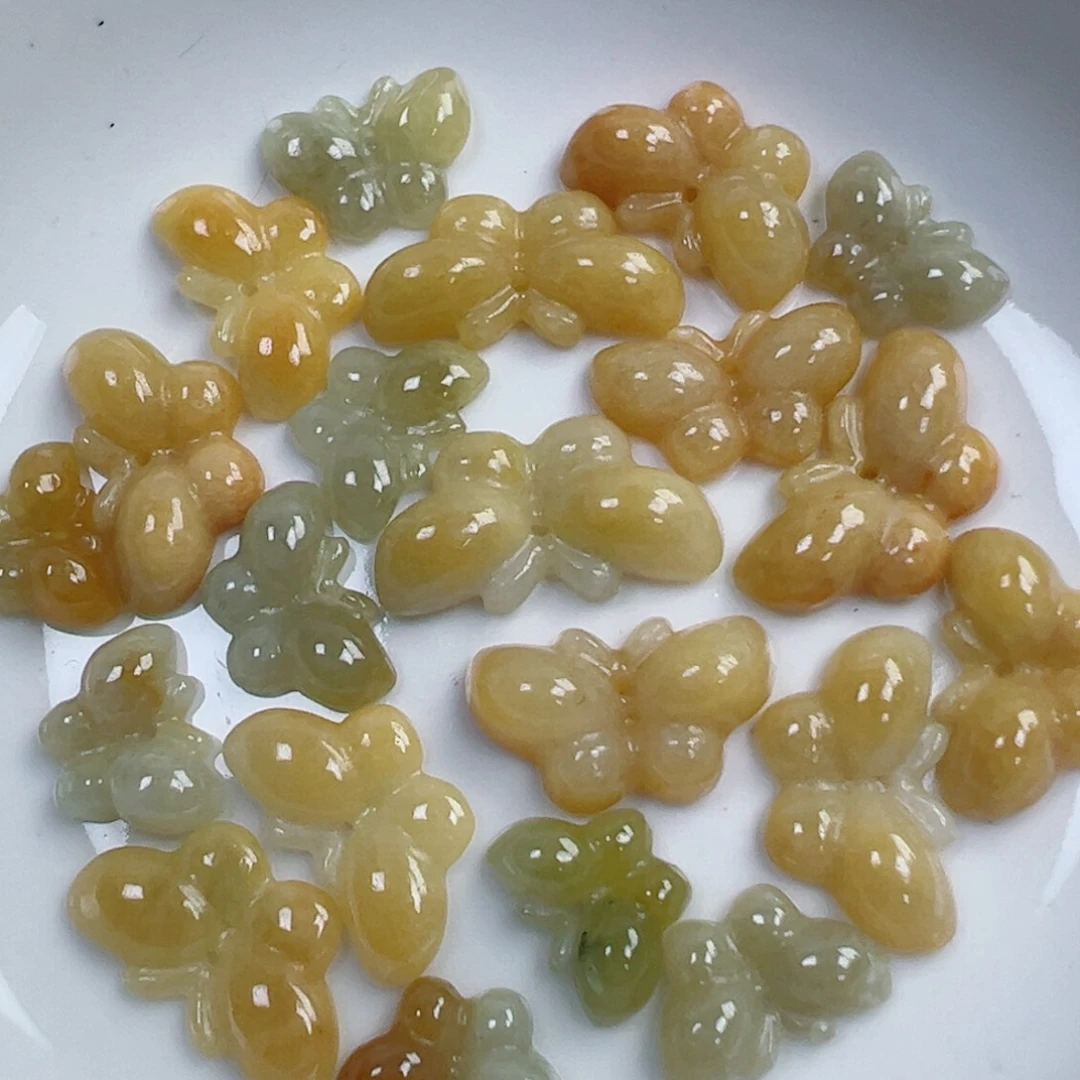 翡翠散珠翡翠黄翡蝴蝶一个可挑