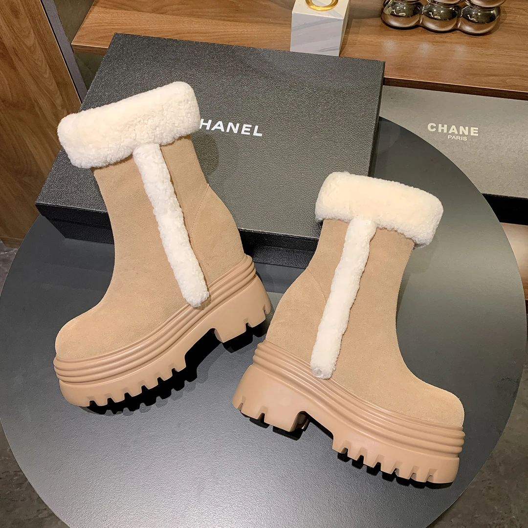 舒渗内增高12-15厘米加厚女靴保暖靴子雪地靴超高跟时尚英伦冬季