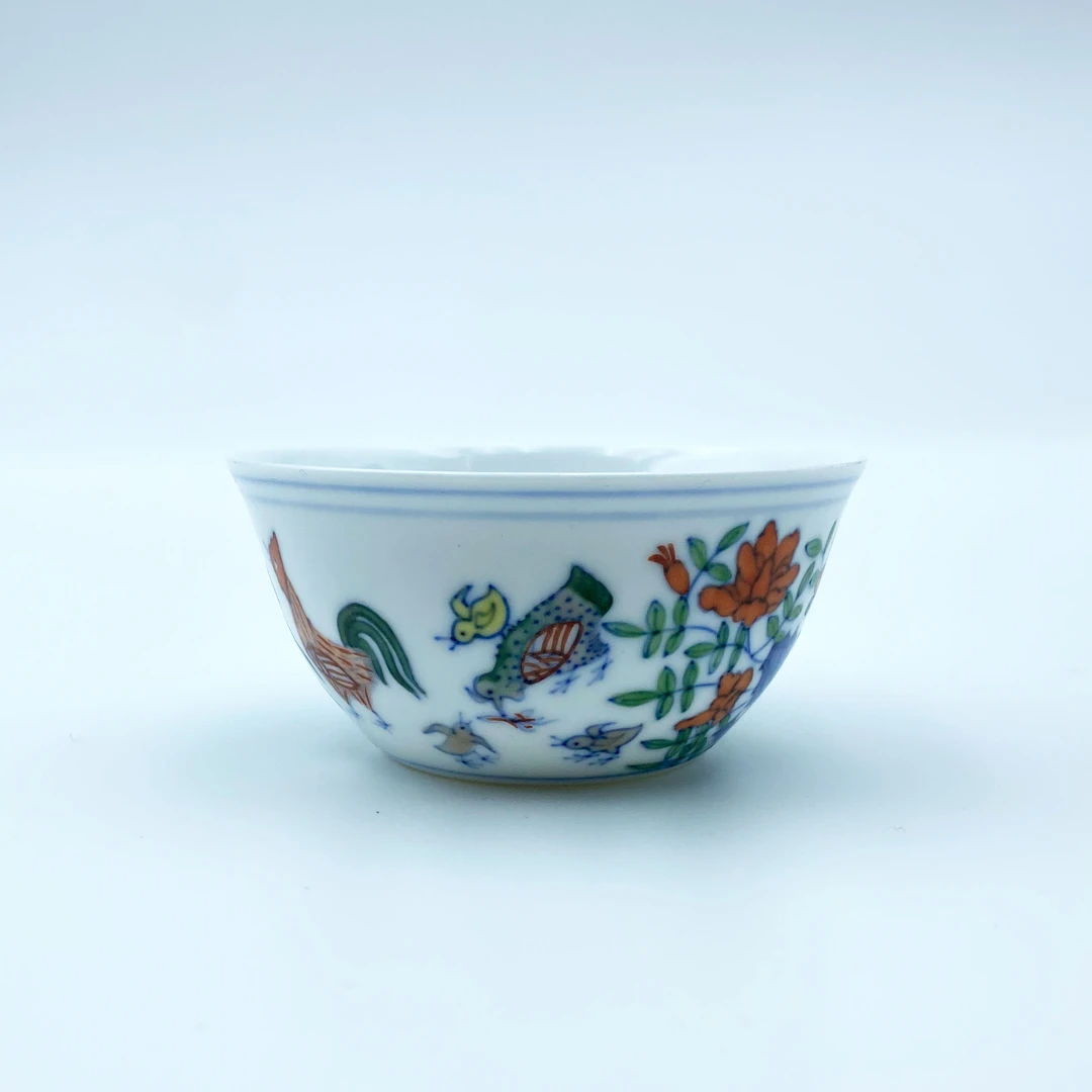 177仿明成化斗彩鸡缸杯（白釉）C4-204