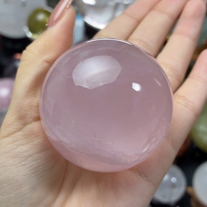 未镶嵌珠宝半成品水晶粉晶5.50cm