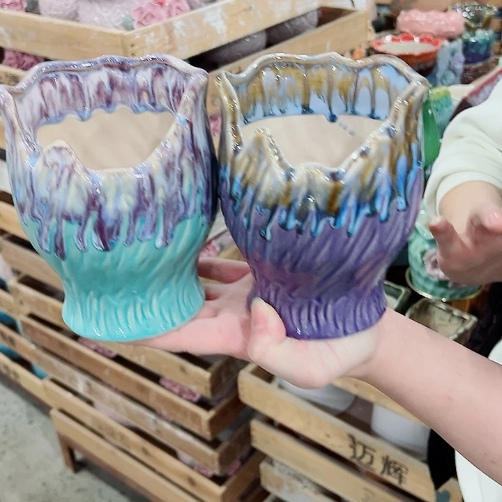 有孔，凑单福利满10元发货陶瓷多肉花盆！