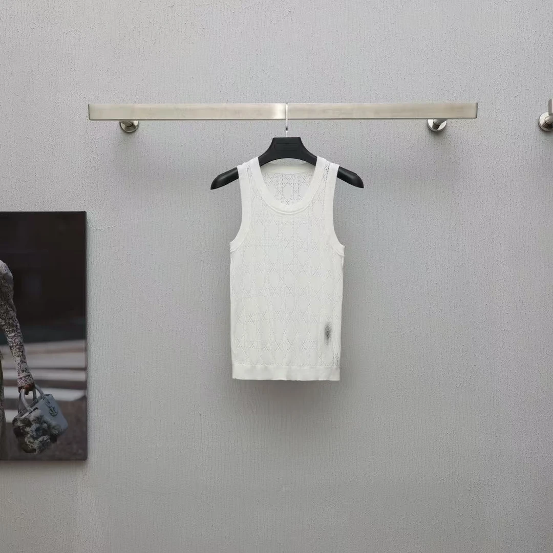 【晨老板】~ceilina【白玉映沙】时尚菱格圆领无袖针织背心69257017