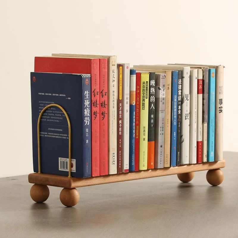 创意书立架桌面收纳文件架木质金属简约书架大容量办公室书房书靠