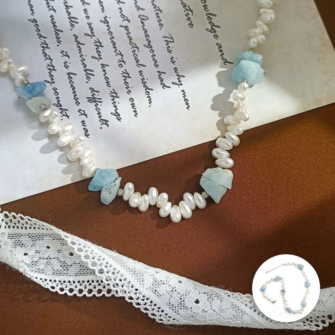 铜合金仿珍珠项链 WRSS-006340【珊瑚海】项链（每个石头不相同）