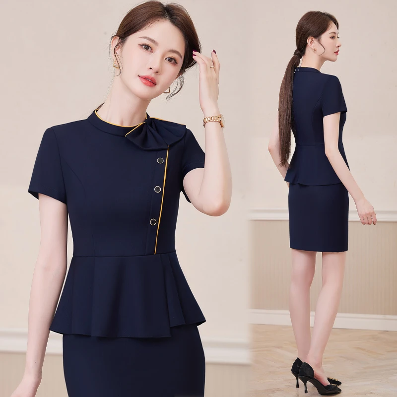高端职业套装女短袖夏季珠宝店工作服时尚气质美容院前台接待制服