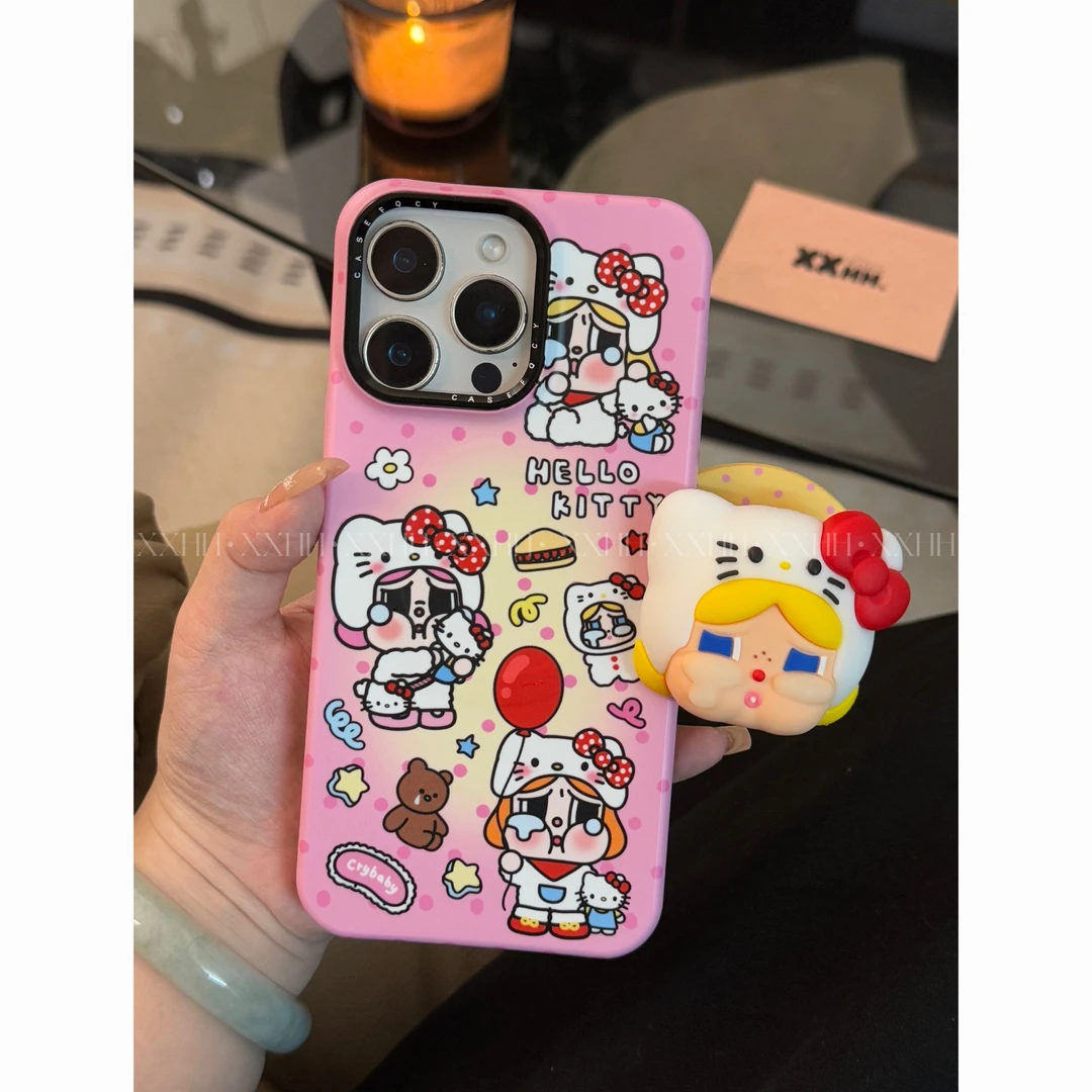 菲林可爱KT头套哭娃磁吸手机壳适用于苹果16ProMax/15/14等机型