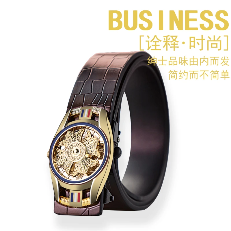 新款男士自动扣时尚腰带内穿无牙经典商务百搭时尚男士皮带