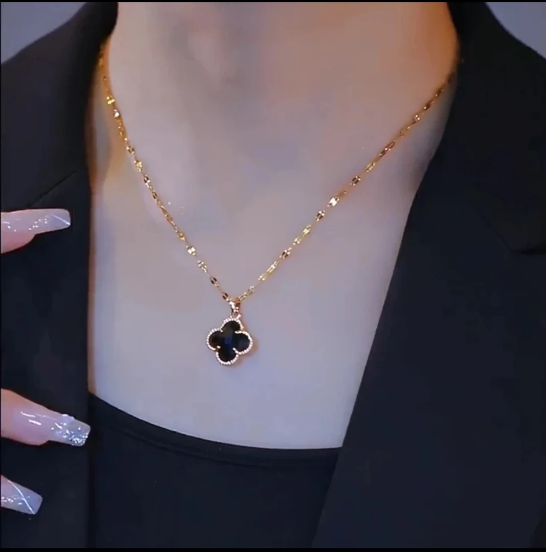 【满月宴伴手礼福利】正品小众网红毛衣链黑色经典四叶花项链女气质