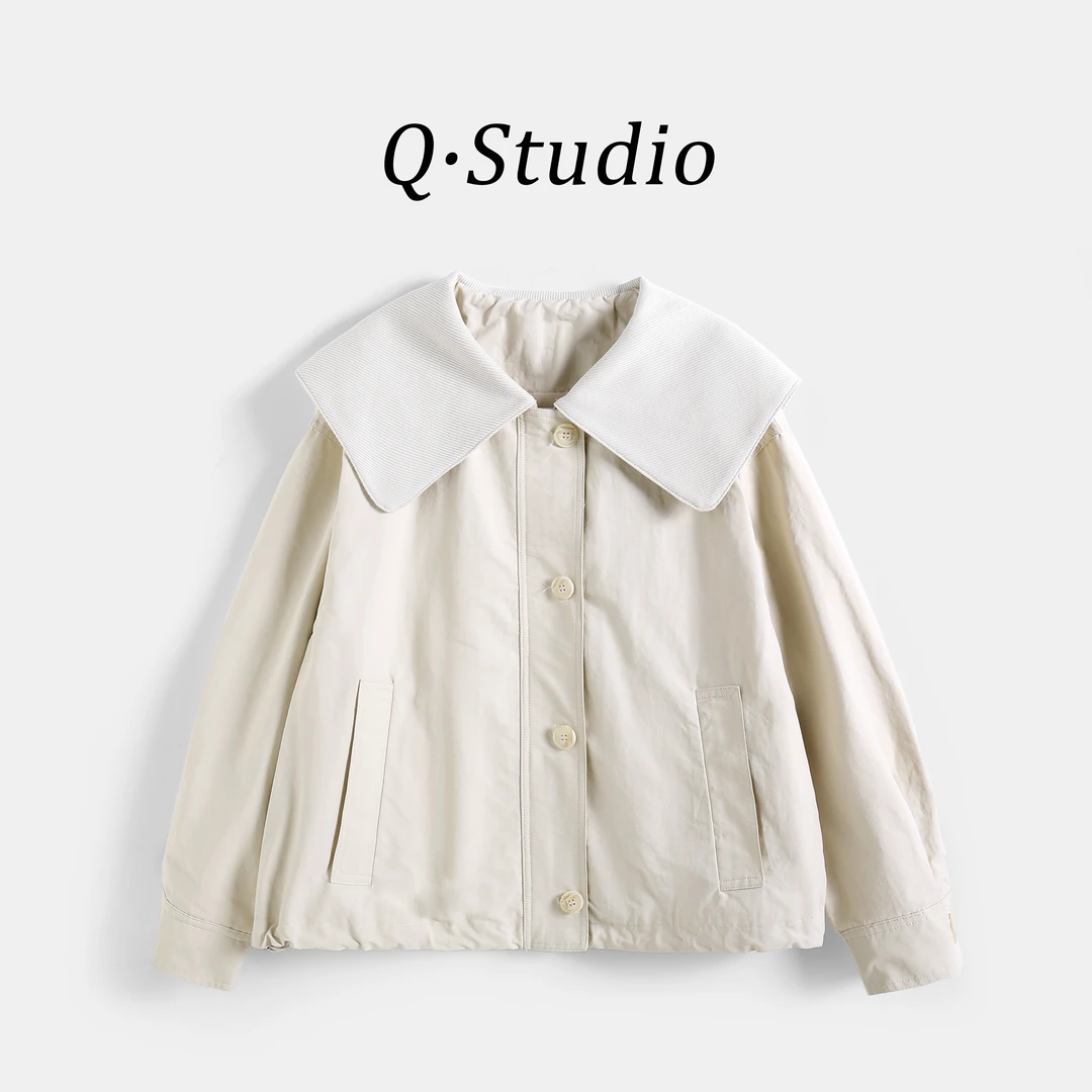 女童2025春季新款大童休闲百搭宽松上衣休闲娃娃领甜美外套WT0012