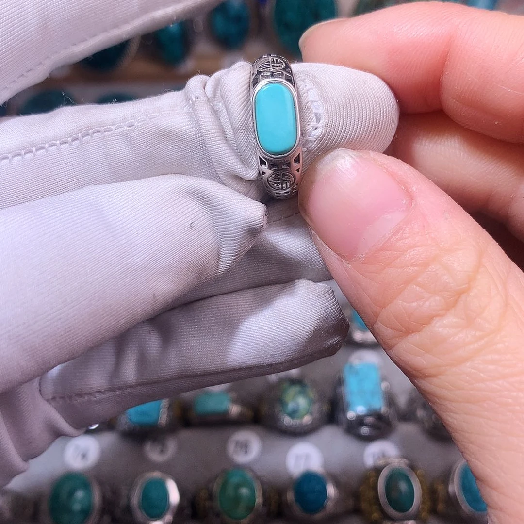 绿松石挂件银S925镶嵌