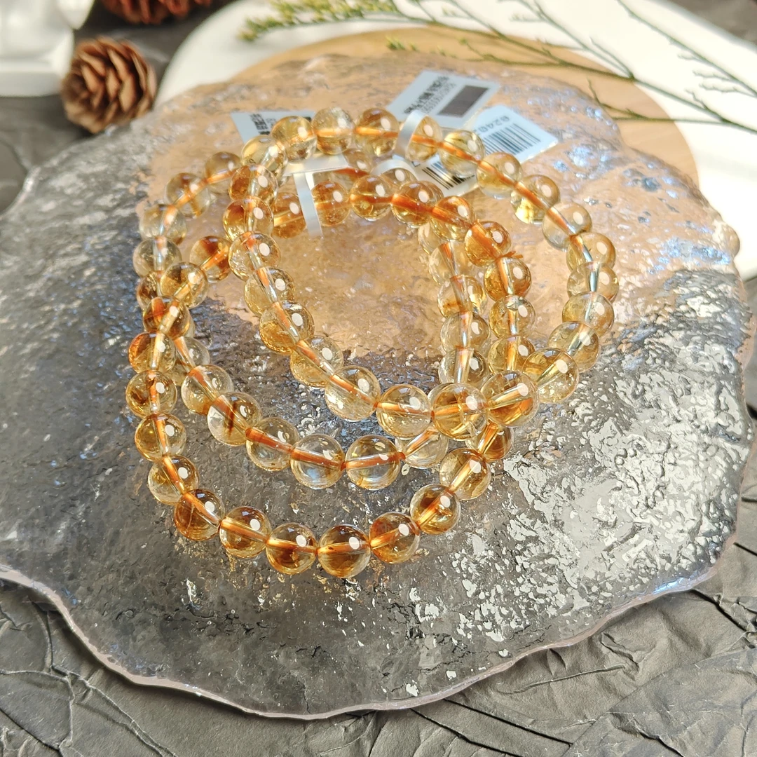 【书记甄选】天然暴力黄单圈手链 多样性发一件 约7mm CK055