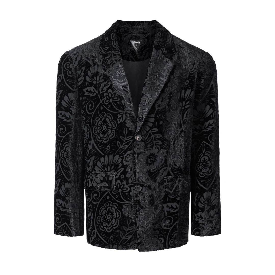 Casoulty Velvet Bloom Suit/绒花西装 100%桑蚕丝真丝 烧花工艺