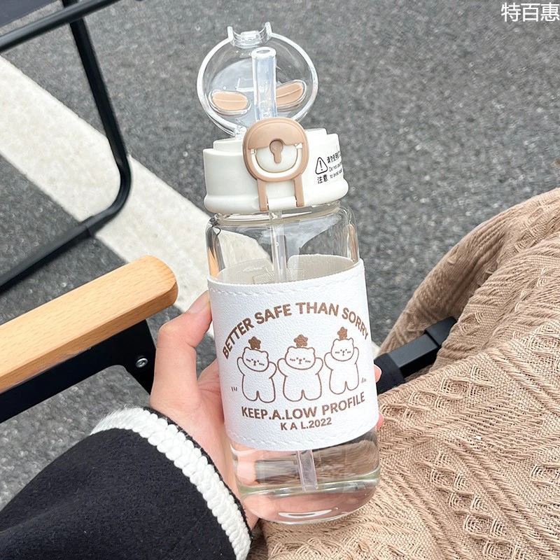 特百惠2025新款夏季玻璃水杯子女生带吸管高颜值成人孕妇产妇专用