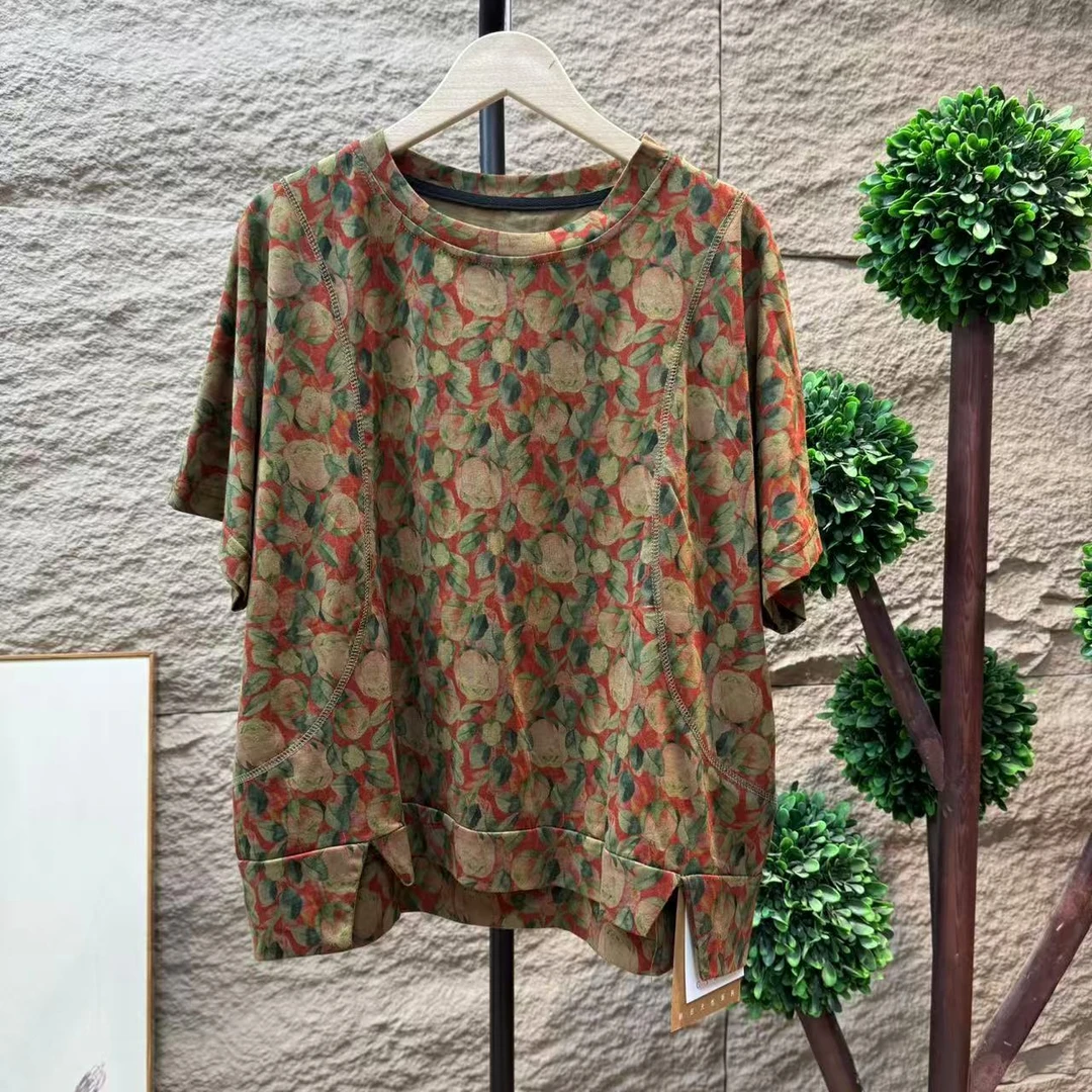 9708新款夏季休闲减龄印花遮肉简约T恤QZ