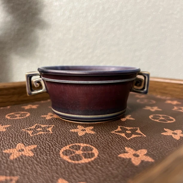 神垕钧瓷纯手工制作炉式杯子茄皮紫发色小容量主人杯