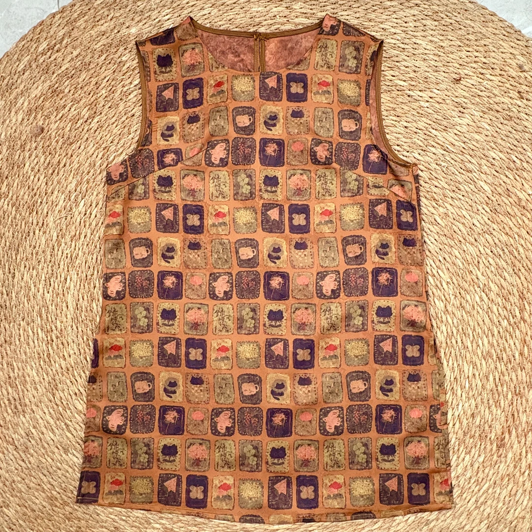 【消消乐】套装薄款背心轻奢夏款格子常规款短袖百搭无袖斜襟