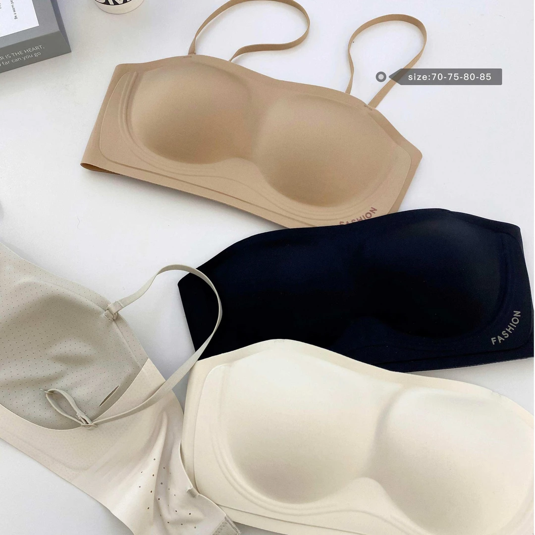 无肩带一字肩无痕隐形内衣小胸聚拢防滑抹胸6073