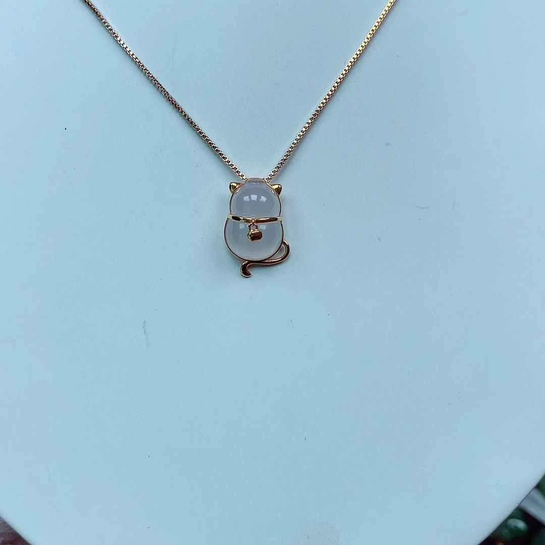 翡翠颈饰18K金镶嵌天然翡翠A货