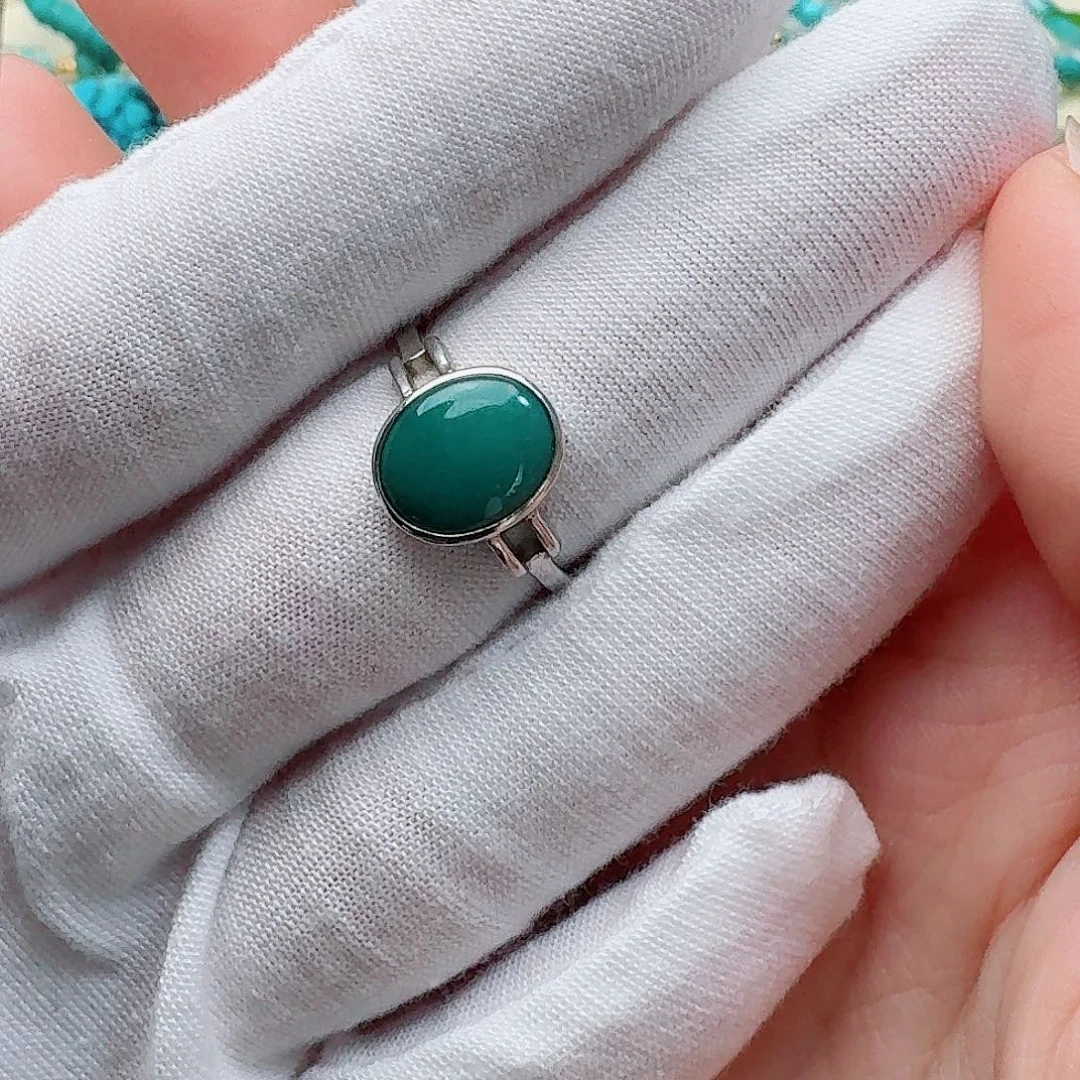 绿松石银S925镶嵌戒指