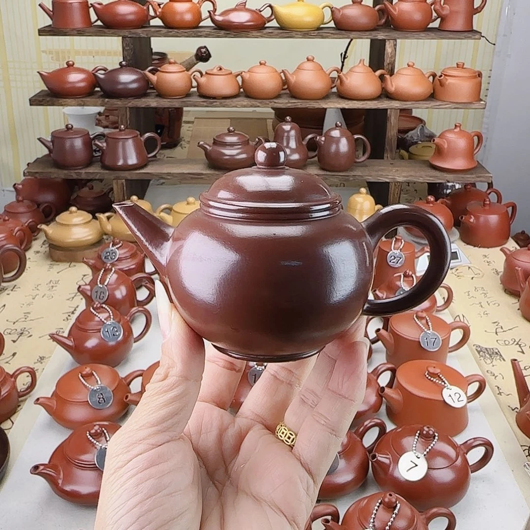 酷***）紫砂茶壶紫色水平壶