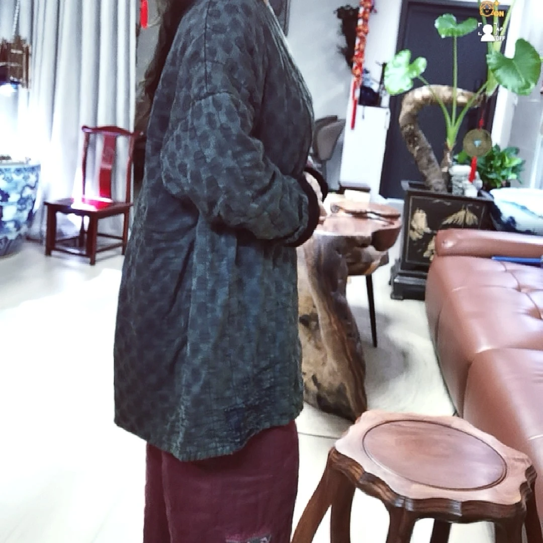 斜襟系绳棉服时尚百搭