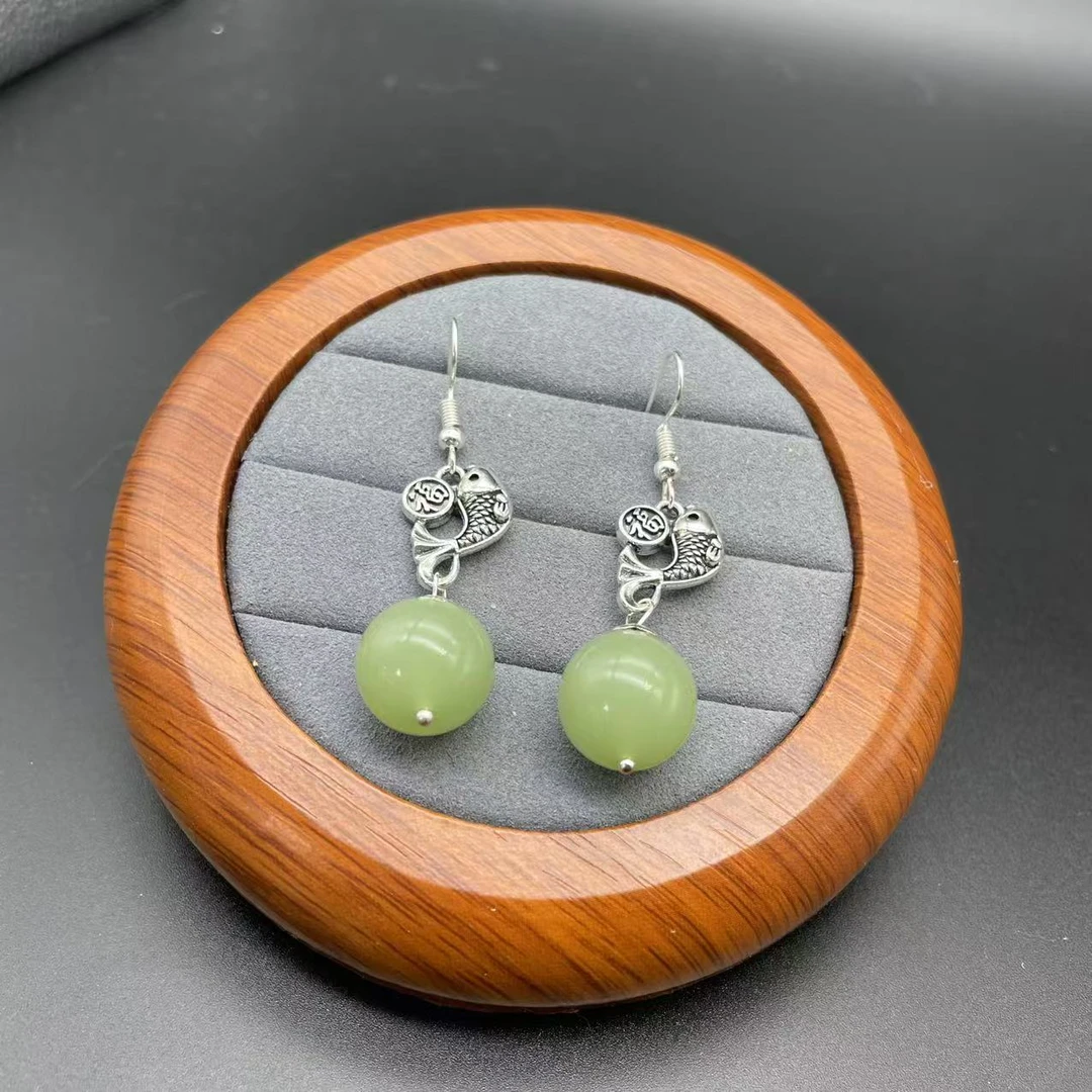 国风版创意青色圆珠耳饰561000