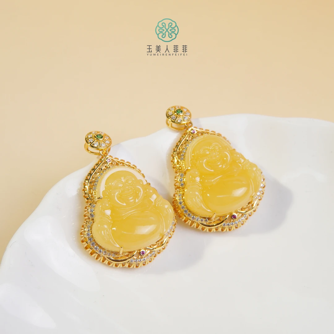 石惑珠宝^蜜蜡佛公吊坠约23*23mm^多样性发一